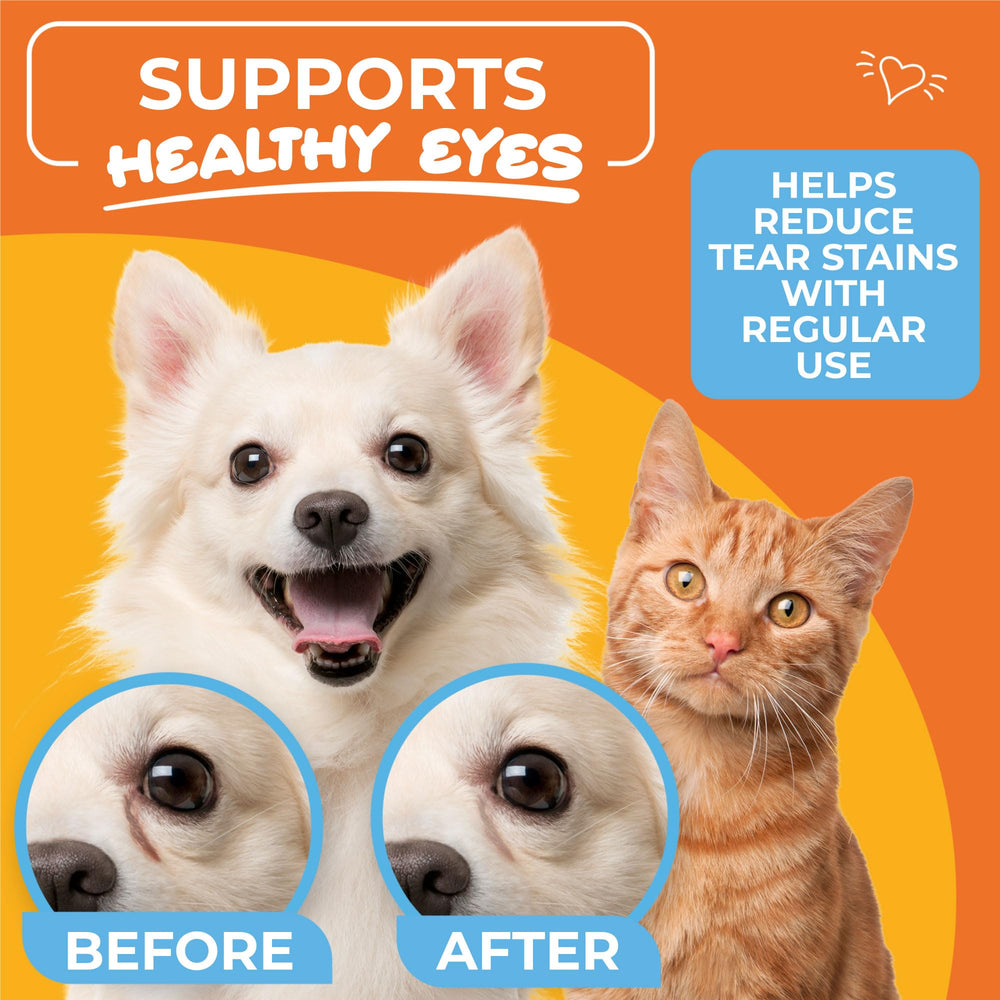 Paw Science Dog Eye Wipes around eyes providing soothing eye-area care.