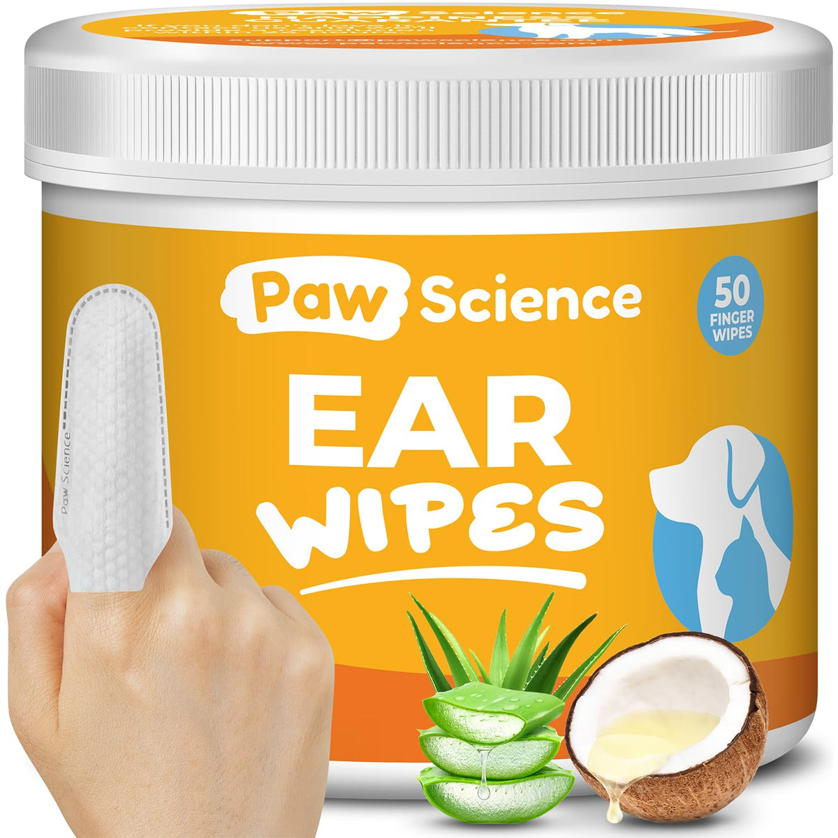 Paw Science ear cleaner wipes pack for on-the-go ear care.