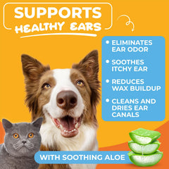 Paw Science ear wipes wipe in hand for easy pet cleaning