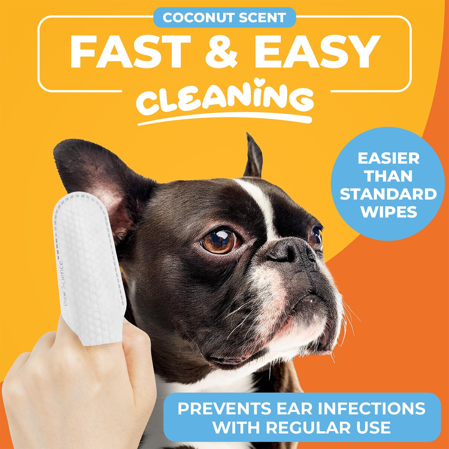 Paw Science ear wipes tube closeup highlighting gentle formula