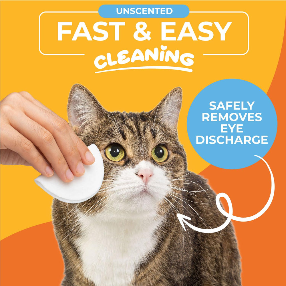 Paw Science eye wipes around-eye cleanse closeup demonstrates safe daily facial cleansing for cats and dogs.