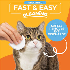Paw Science eye wipes around-eye cleanse closeup demonstrates safe daily facial cleansing for cats and dogs.