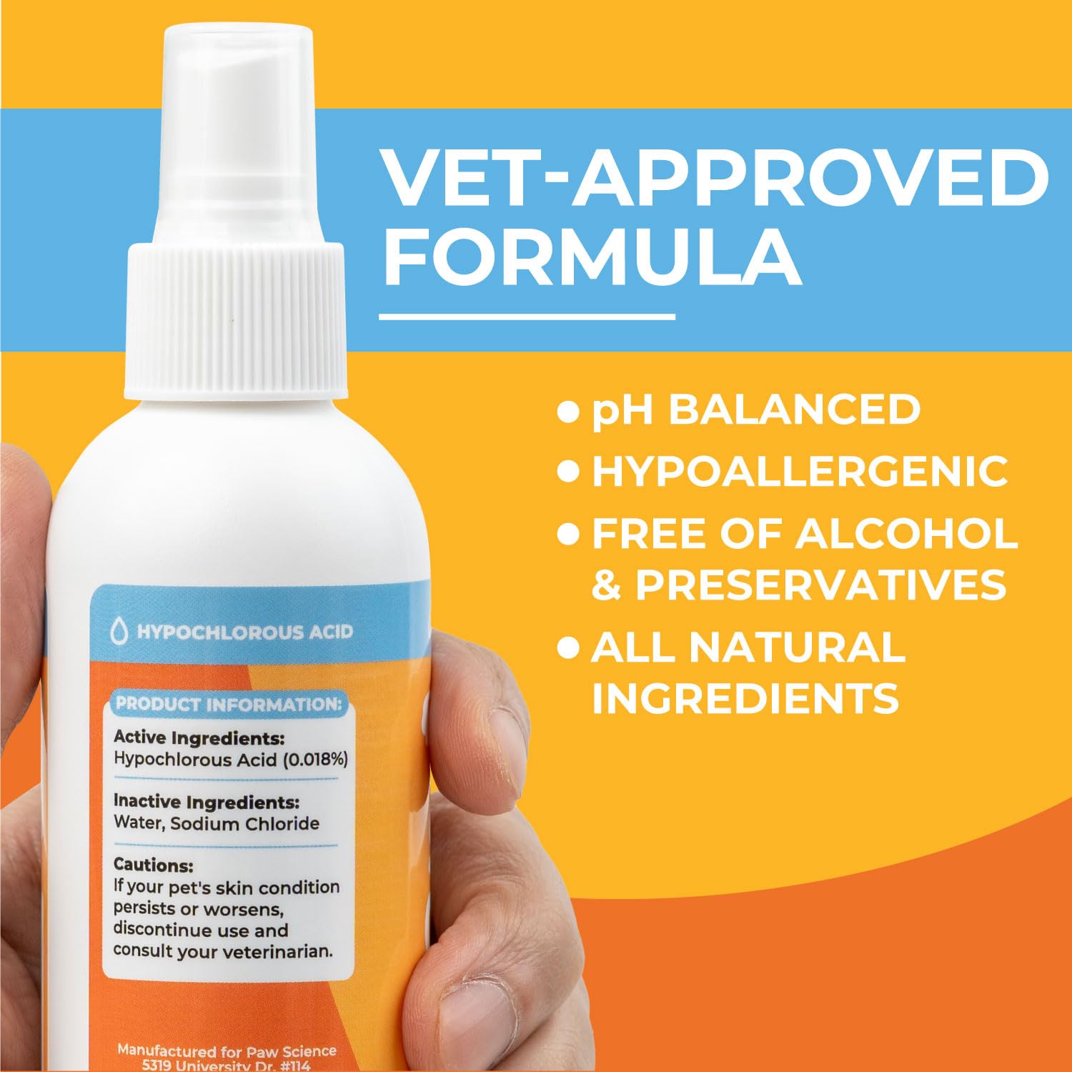 Paw Science Skin & Wound Care Spray close-up on a healing wound area
