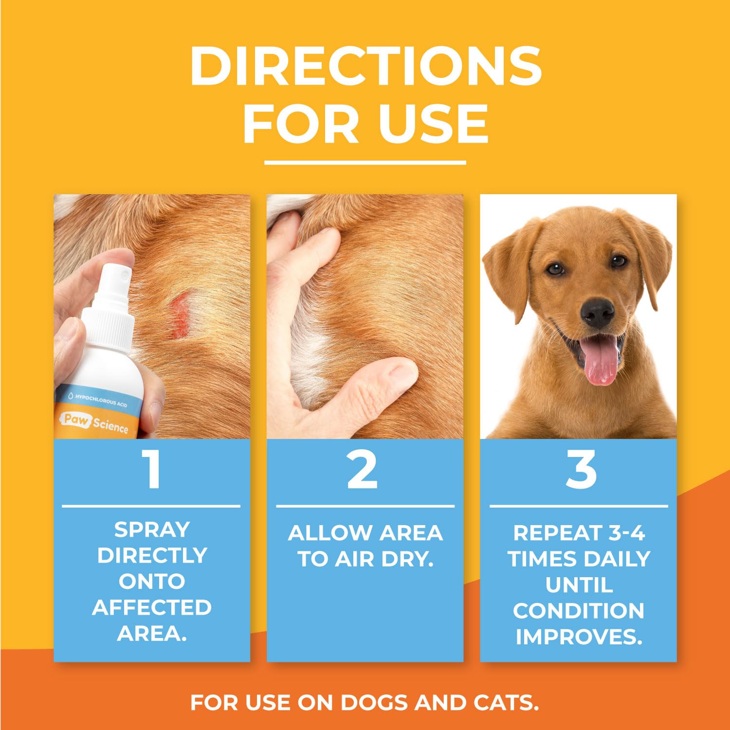 Paw Science Skin & Wound Care Spray used for daily care on sensitive areas like folds