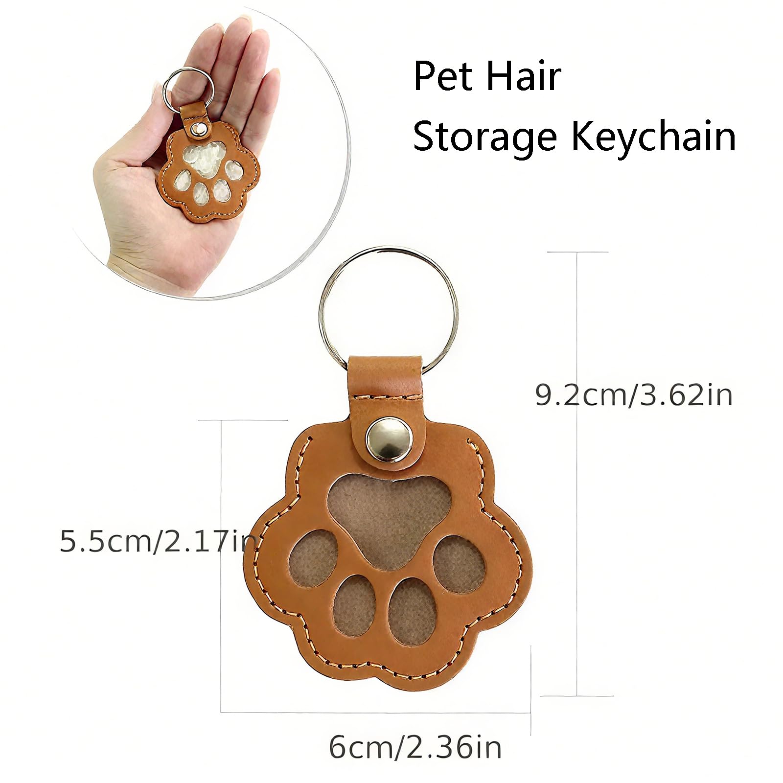 Paw-shaped leather pet fur keychain capsule securely holds fur in a keepsake