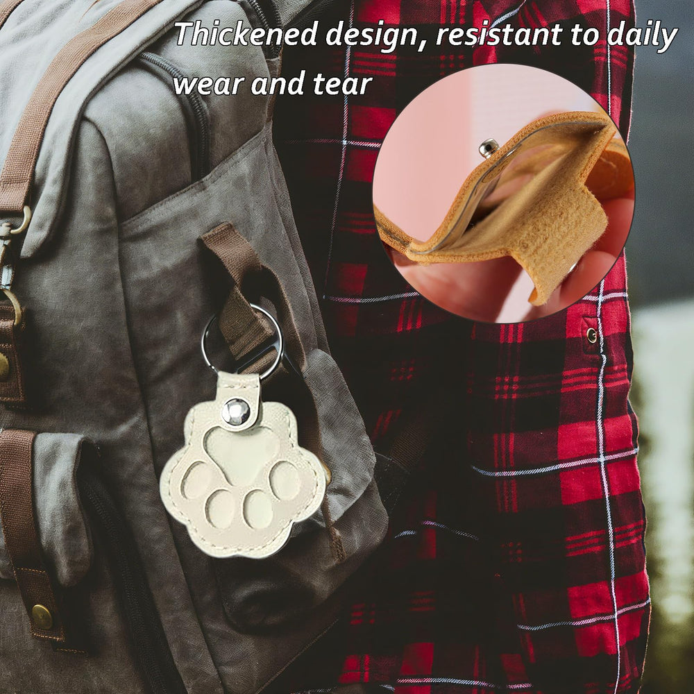 Paw-shaped leather pet fur keychain durable leather pendant supports daily wear