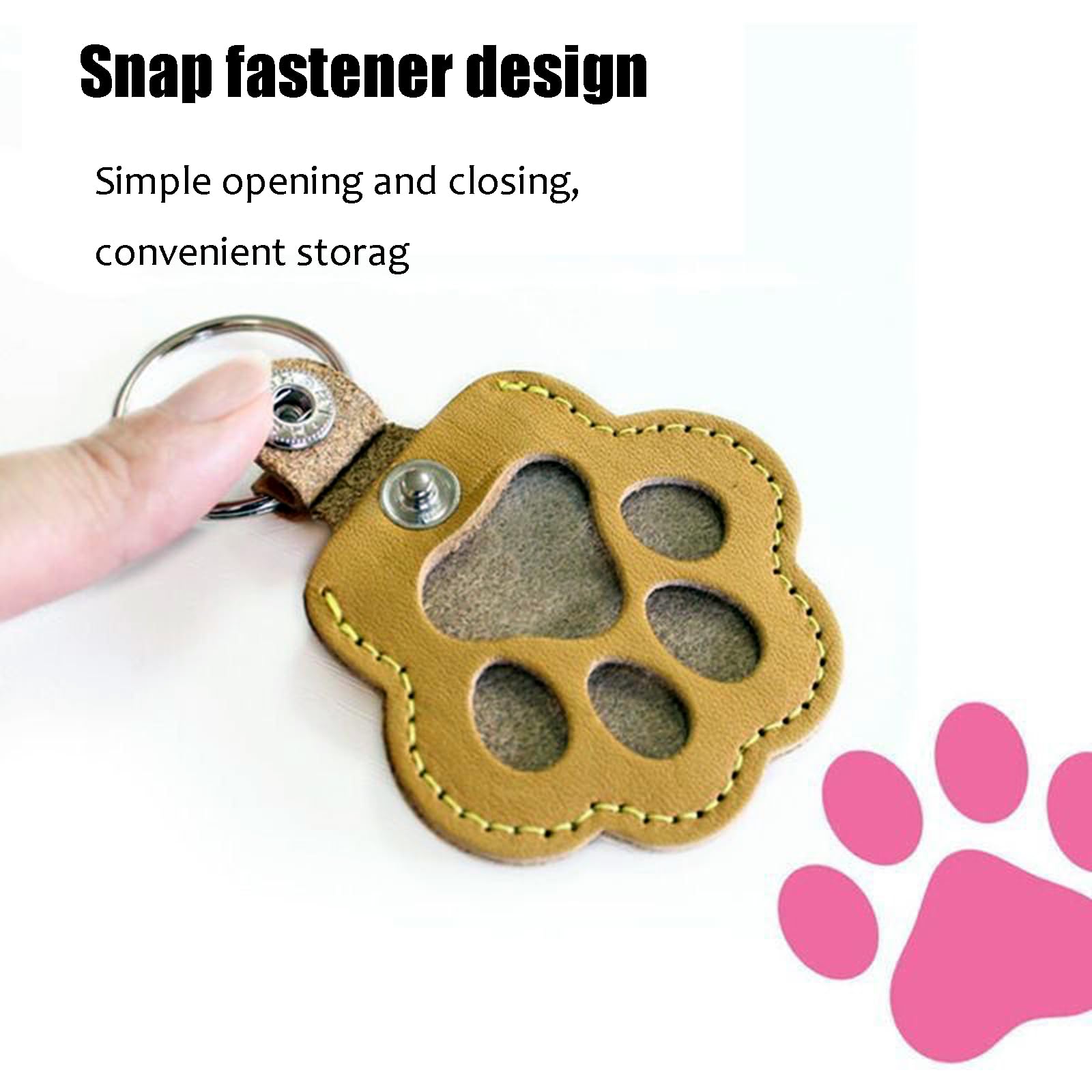 Paw-shaped leather pet fur keychain hair collection helps capture pet fur