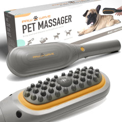 PAW WAVE Buzz therapeutic brush packaging highlights sleek design and easy-grip for pet care