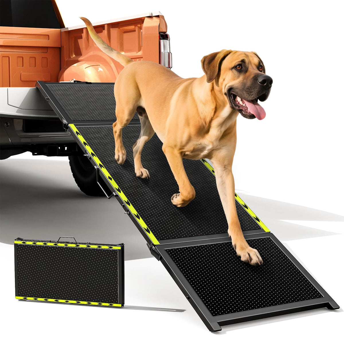 Pawaboo 74-inch ramp full view shows long slope for easier car entry.