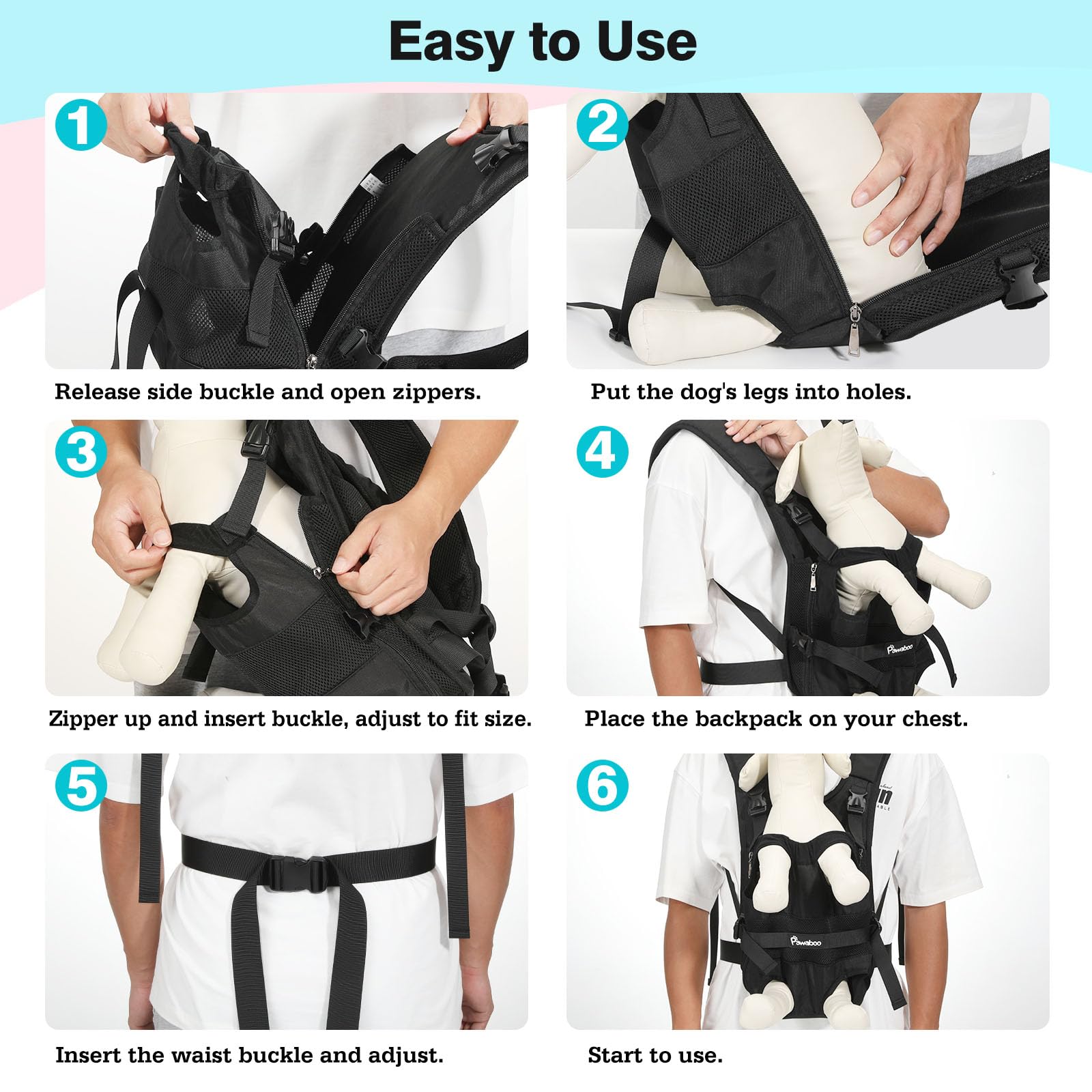 Pawaboo breathable mesh lining keeps dogs cool during outings