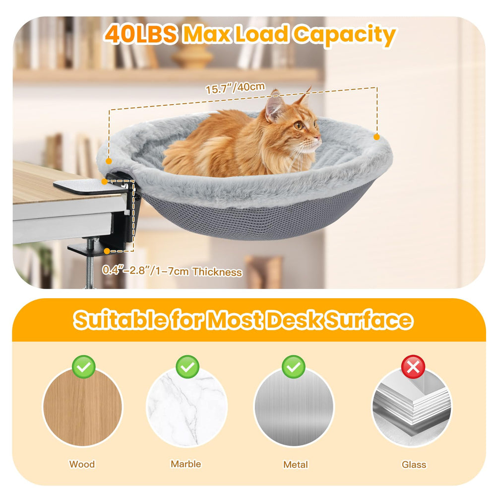 Pawaboo Cat Desk Bed dimensions 19x16x6 provide room for most cats
