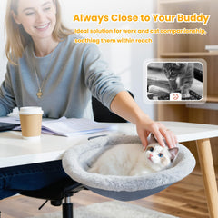 Pawaboo Cat Desk Bed folded setup demonstrates space saving on desks