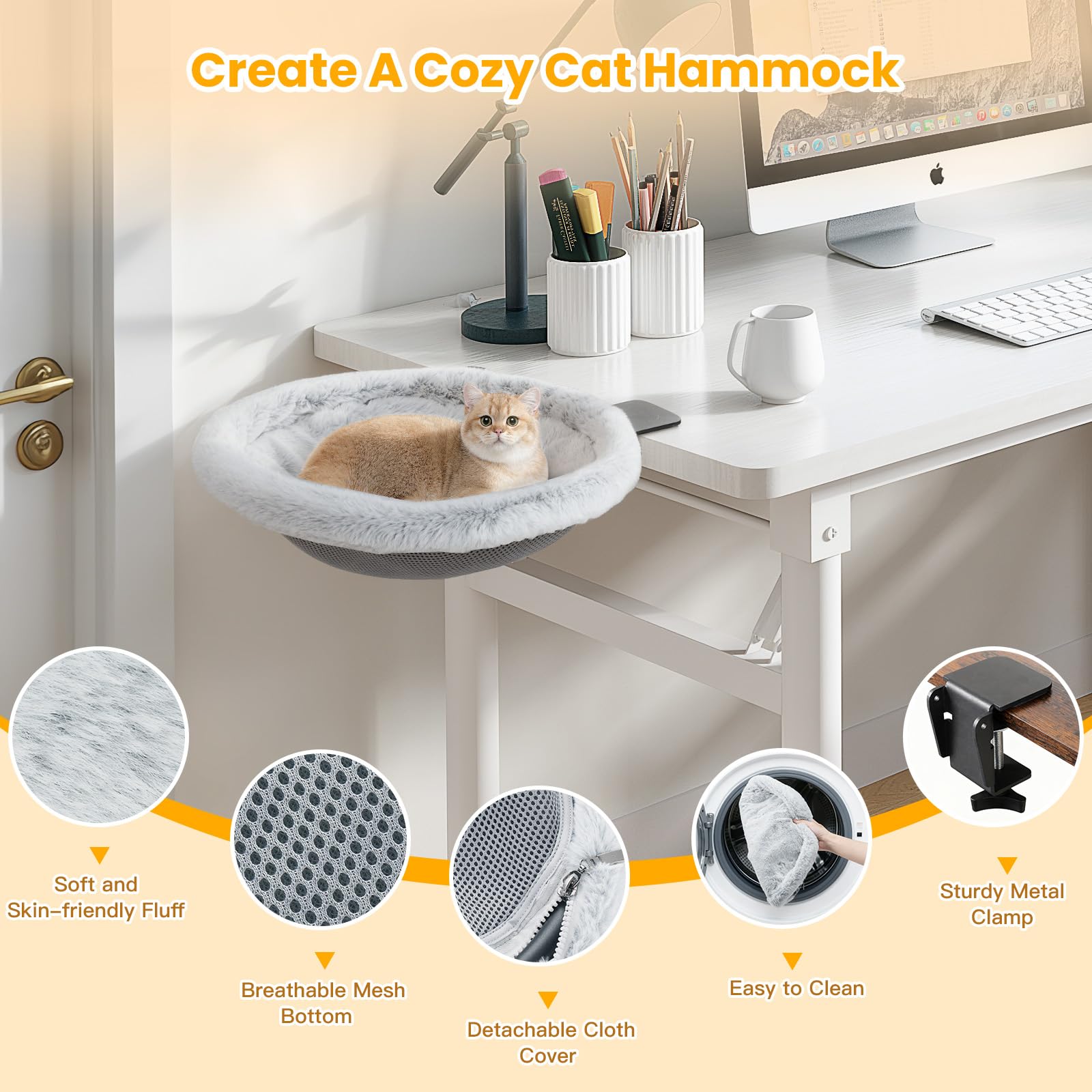 Pawaboo Cat Desk Bed steel frame emphasizes sturdy construction