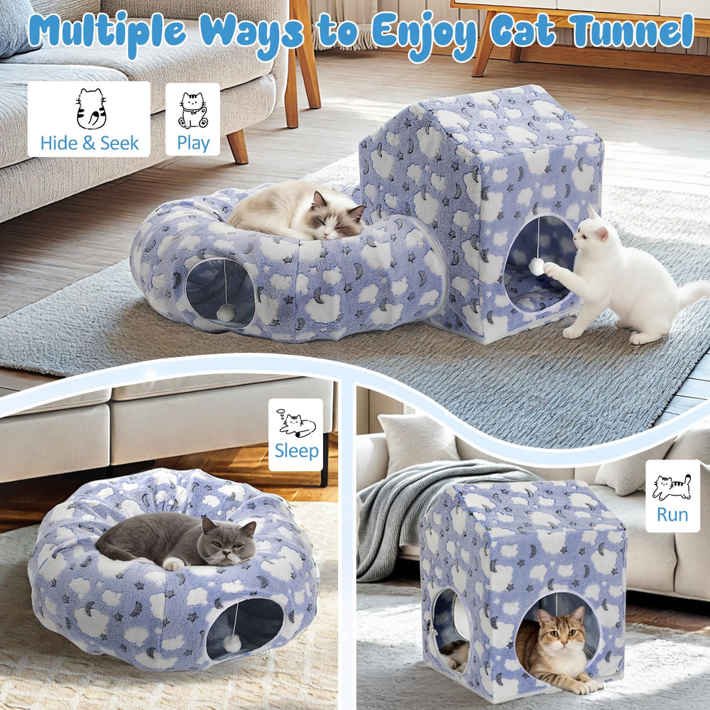 Pawaboo cat donut tube invites exploration and safe napping mid-play.