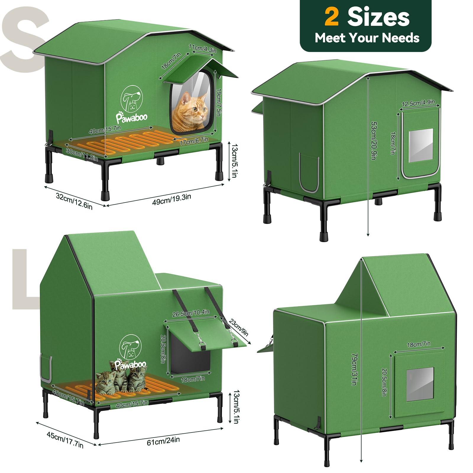 Pawaboo cat shelter escape doors showing safe exits for stray cats