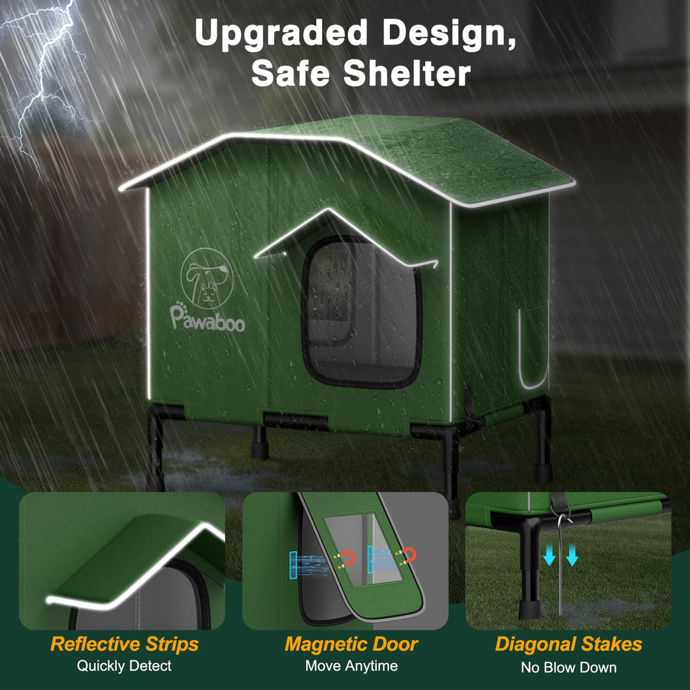Pawaboo cat house inverted V-roof sheds rain and wind