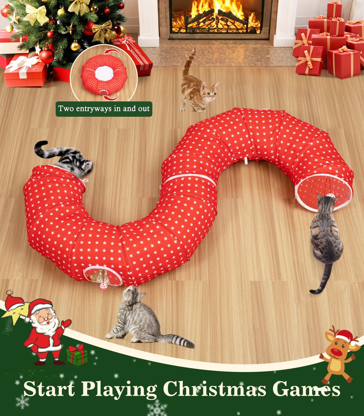 Pawaboo cat tunnel assembly options allow circular or C-shaped layouts.
