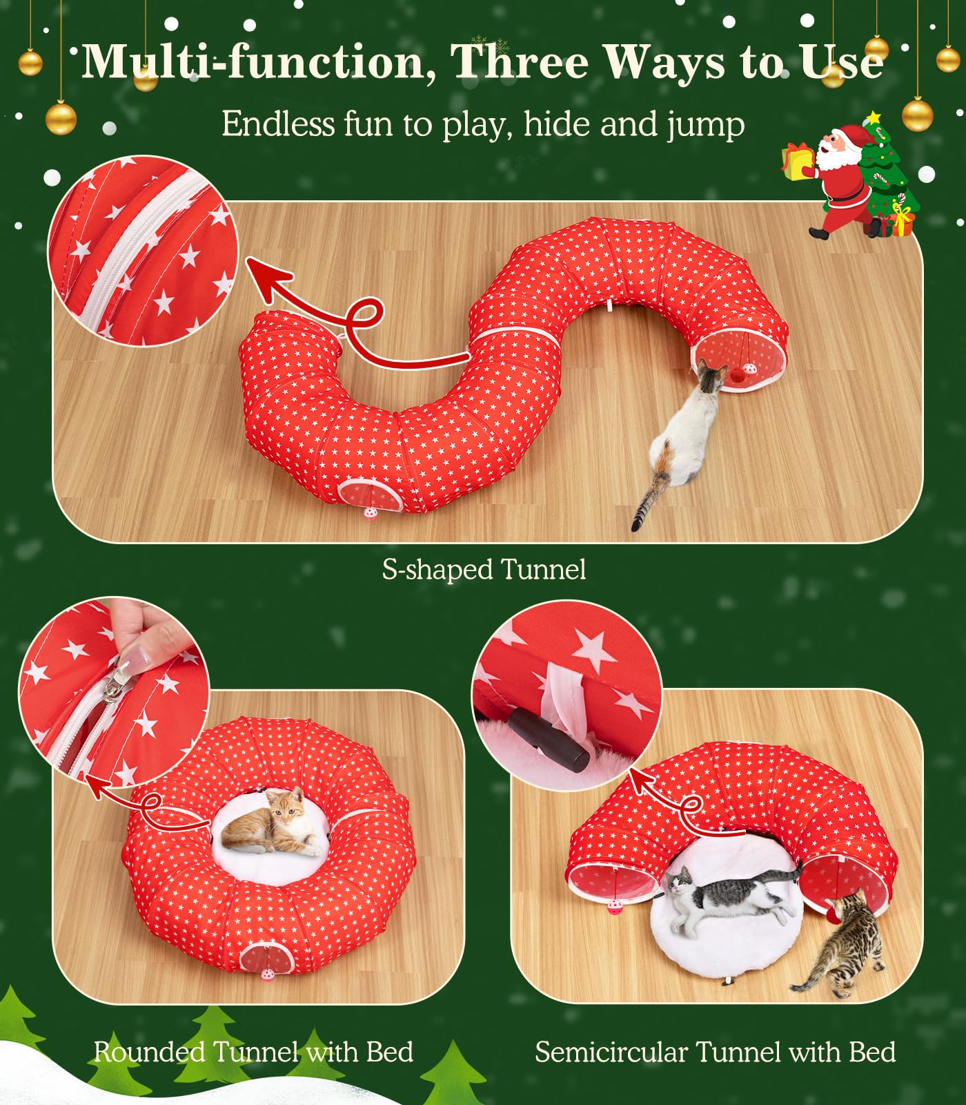 Pawaboo cat tunnel bells add charming noise for curious cats during exploration.