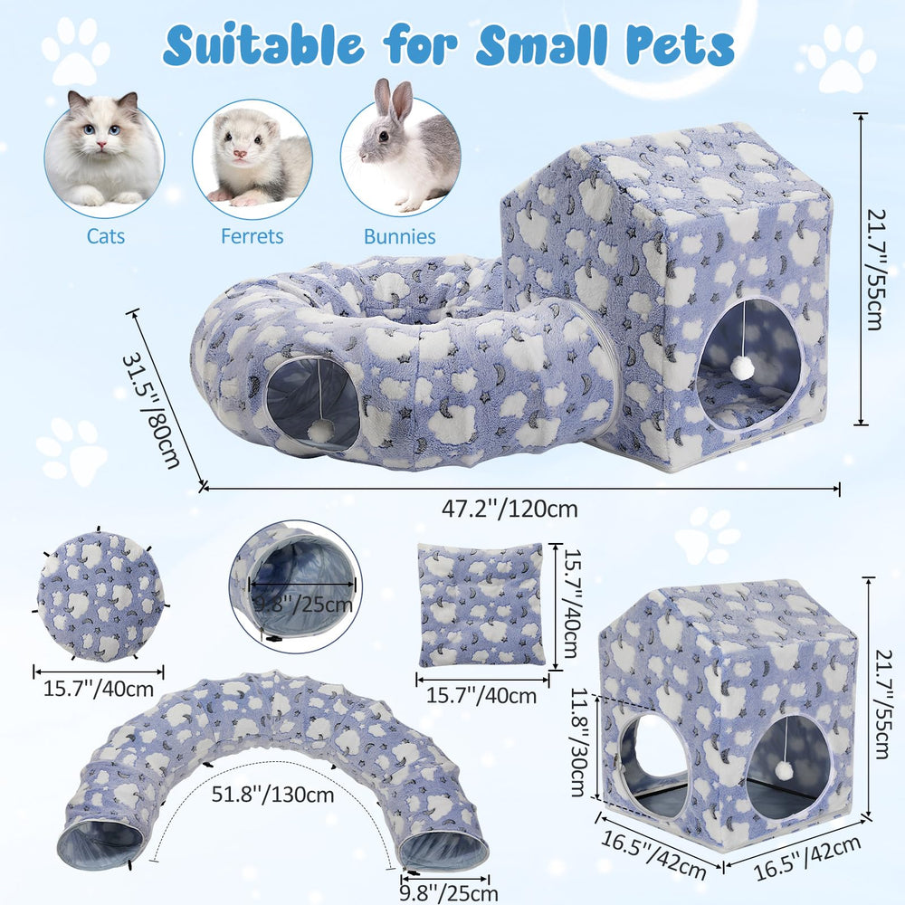 Pawaboo cat tunnel house square room for versatile play and cozy hideaway.