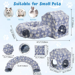 Pawaboo cat tunnel house square room for versatile play and cozy hideaway.
