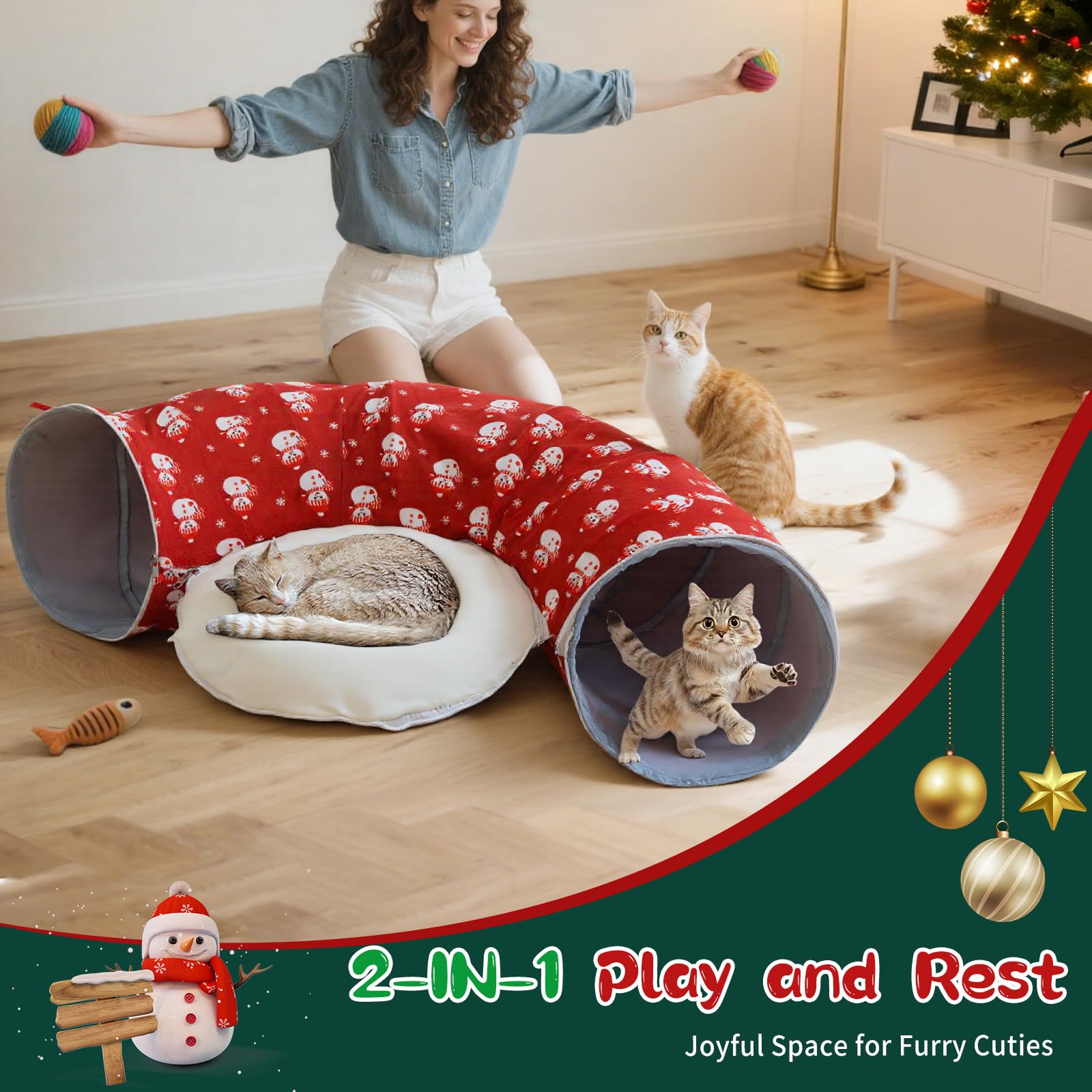Pawaboo cat tunnel interactive play – versatile setup for solo or shared fun