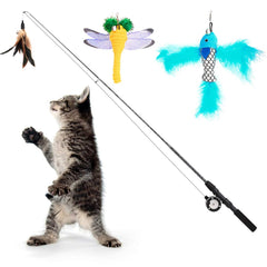 Pawaboo cat wand extended reach enables dynamic play for active cats.