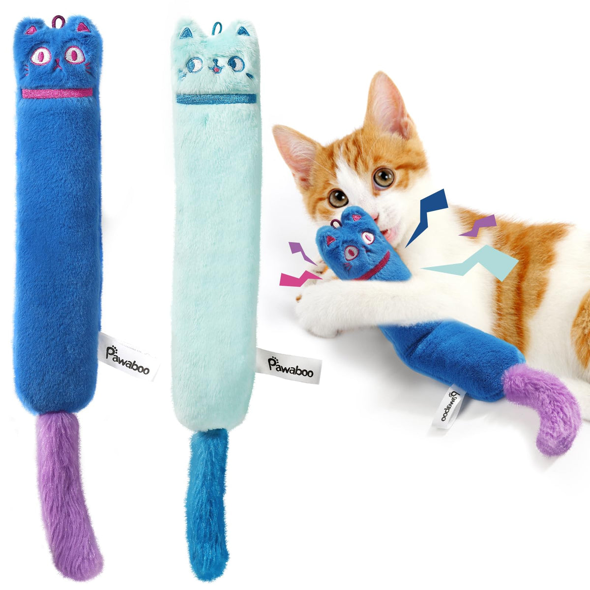 Pawaboo catnip toys 2-pack with bell and crinkle for engaging indoor cats