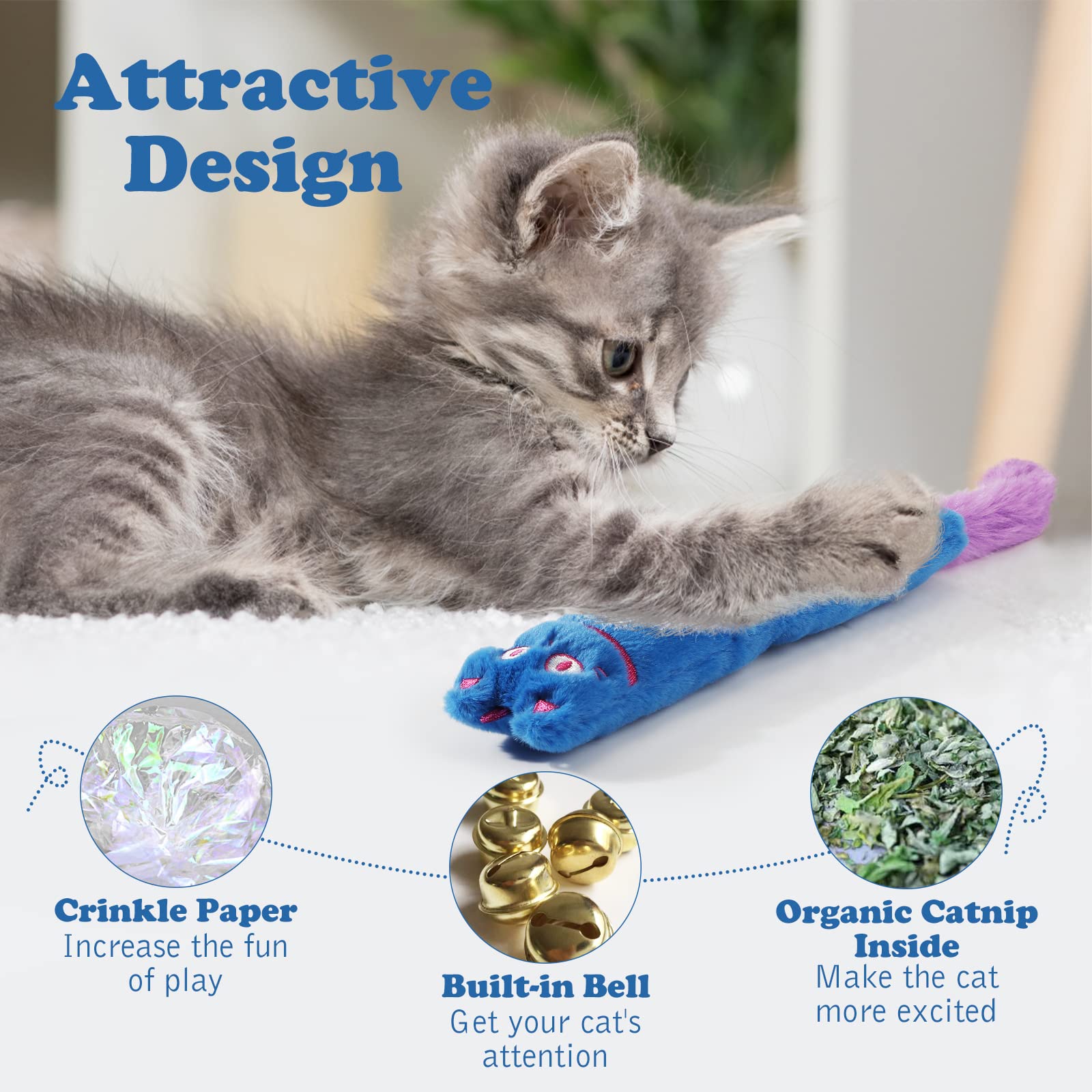 Pawaboo catnip toys soft plush kitten showing comforting texture
