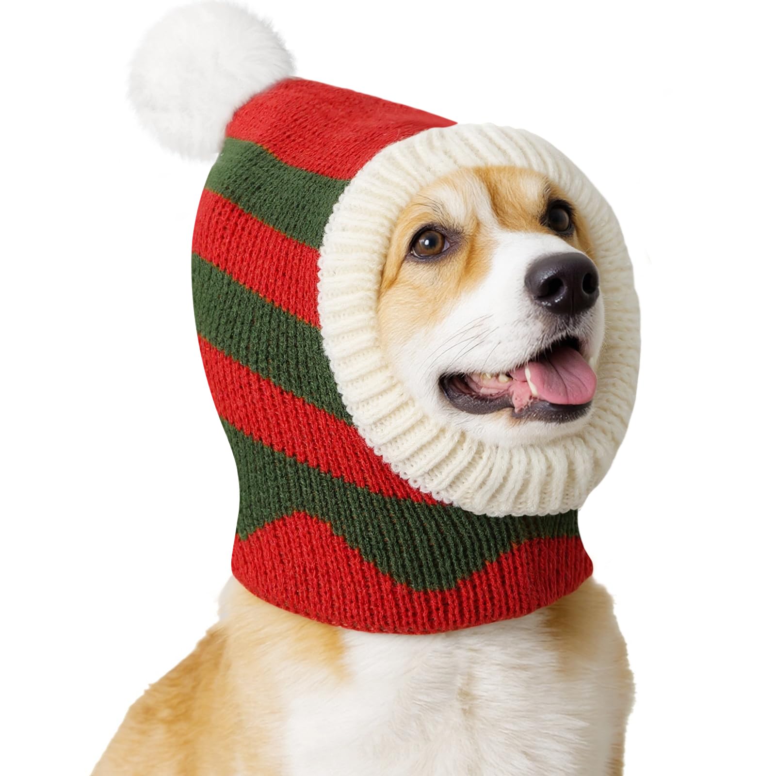 Pawaboo Christmas pet hat red-green, a festive look for holiday photos.