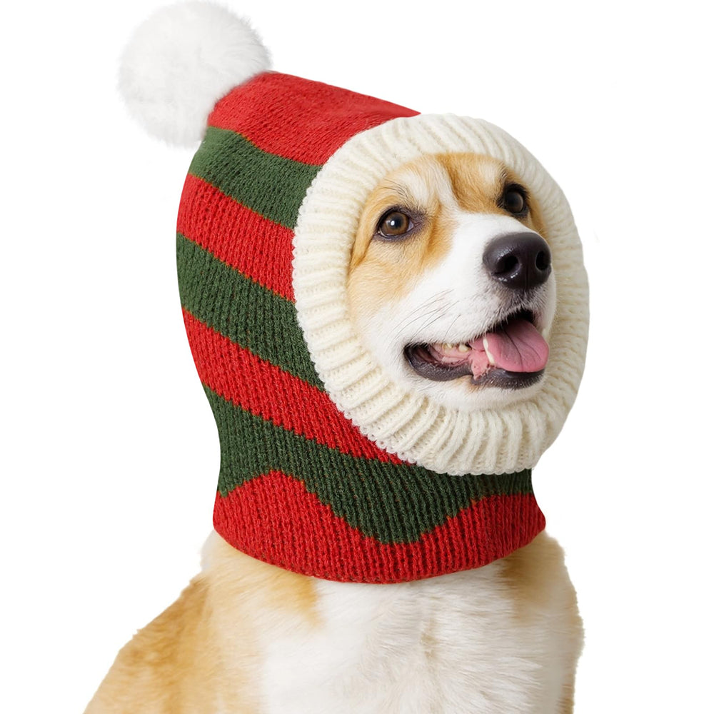 Pawaboo Christmas pet hat red-green, a festive look for holiday photos.