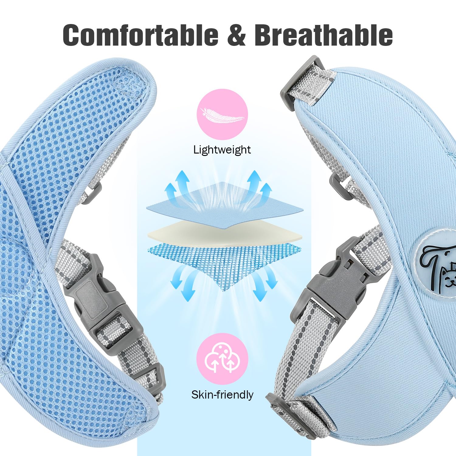 Pawaboo back D-ring leash attachment enables secure walks