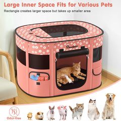 Pawaboo dog playpen with double zipper doors for easy access