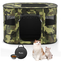 Pawaboo dog playpen setup outdoors showing spacious interior for secure outdoor breaks