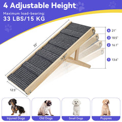 Pawaboo dog ramp four-height adjustments fit sofa heights precisely.