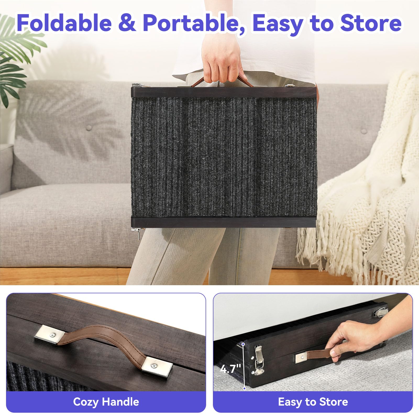 Pawaboo dog ramp with anti-slip pads ensures stable footing.