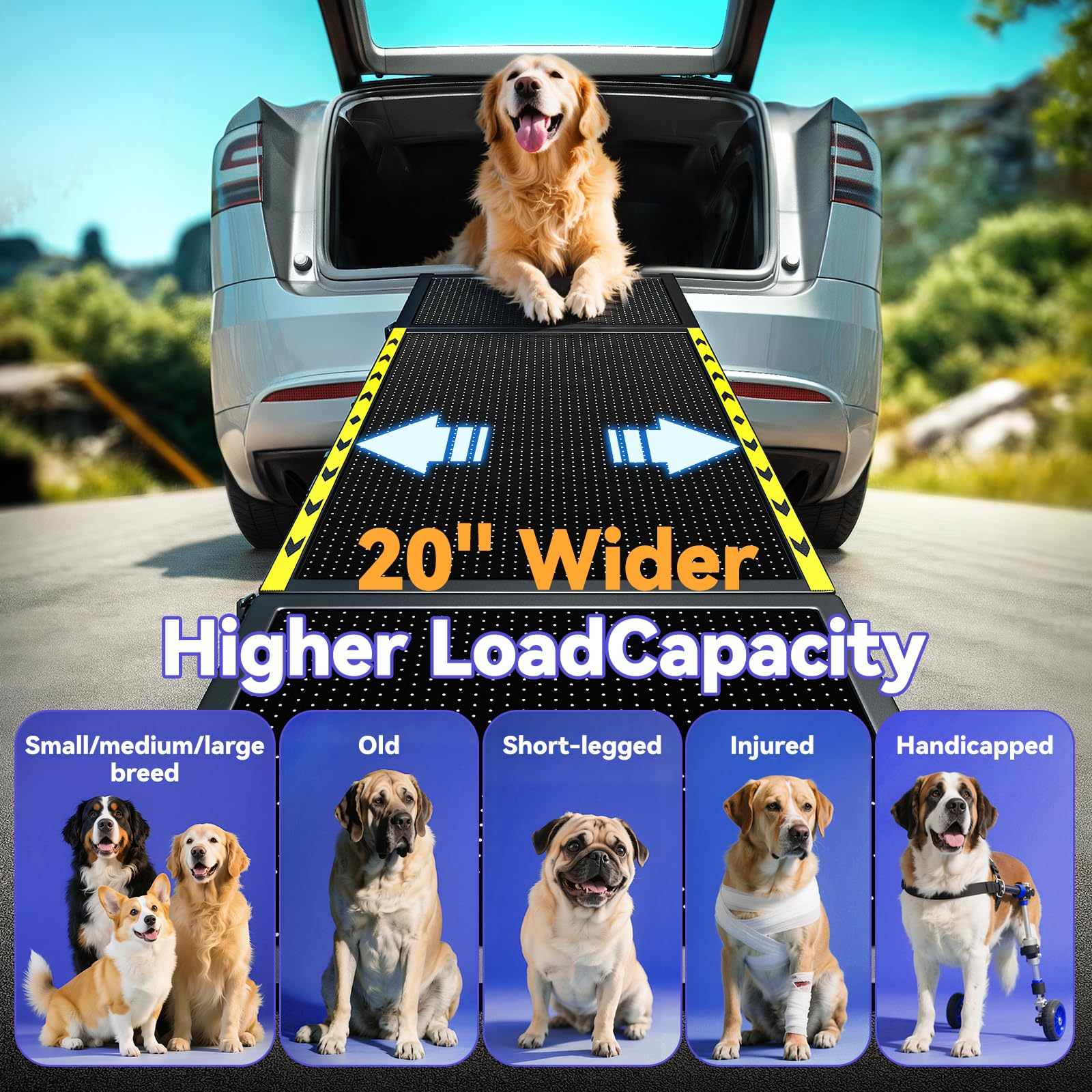 Pawaboo dog ramp folded state highlights compact storage under bed or in trunk.