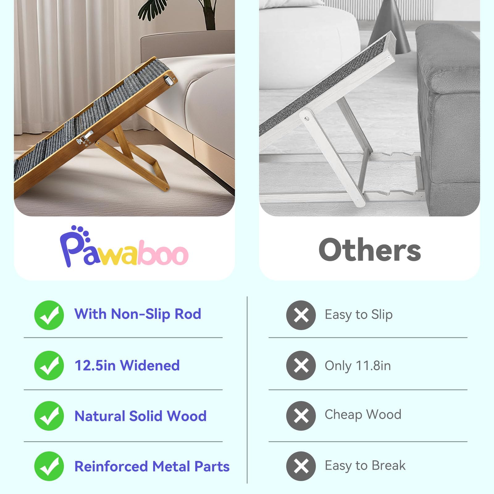 Pawaboo dog ramp portable-folded-handles features convenient carry handles for on-the-go use.