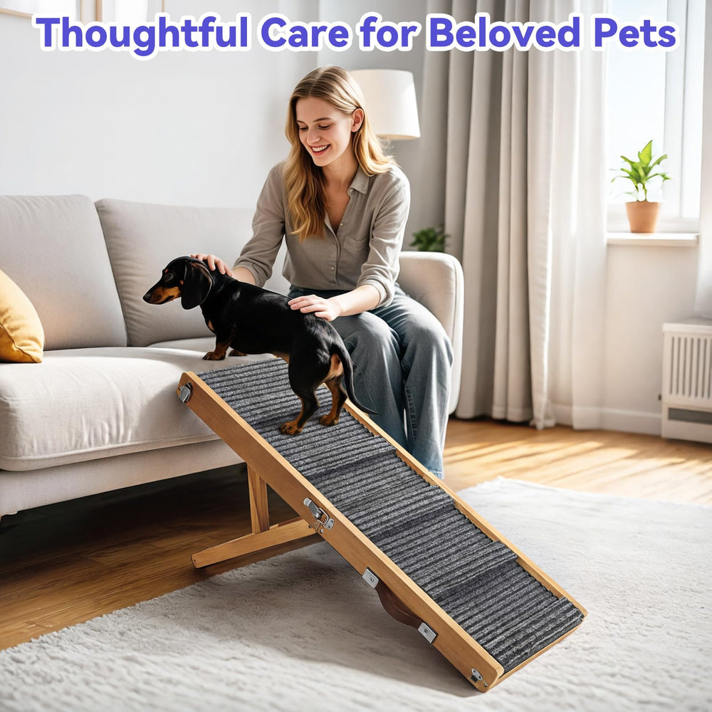 Pawaboo dog ramp textured-surface provides dependable grip during pet climbs.