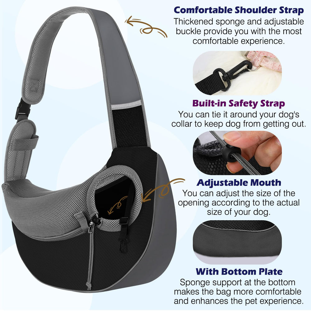 Pawaboo dog sling open back pocket and side pockets for essentials