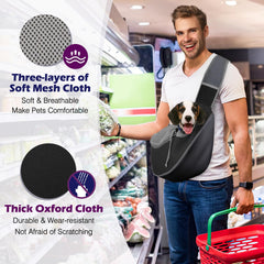 Pawaboo sling with safety collar hook showing secure attachment during walks