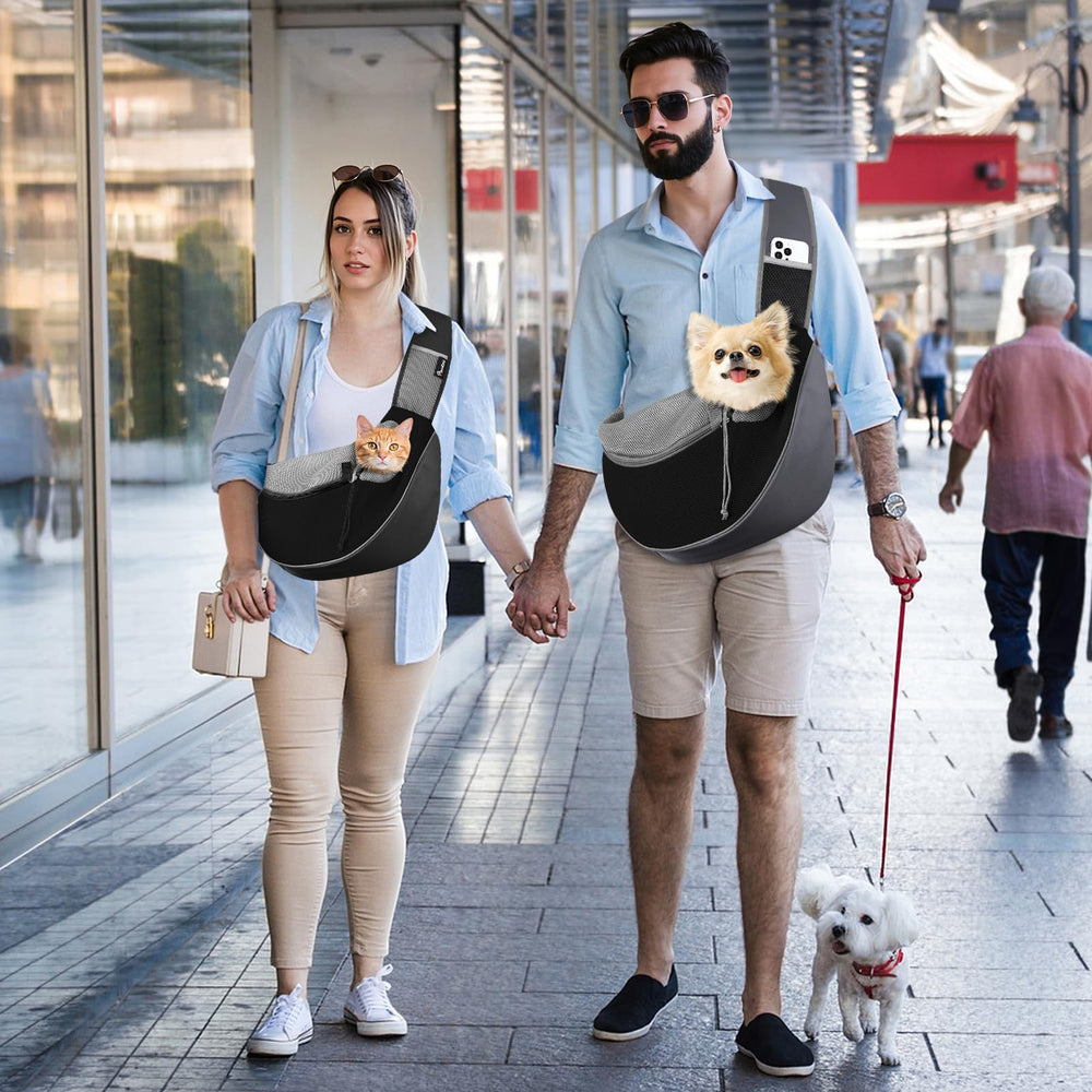 Pawaboo travel-ready sling showcasing multiple pockets and foldable bowl hanger