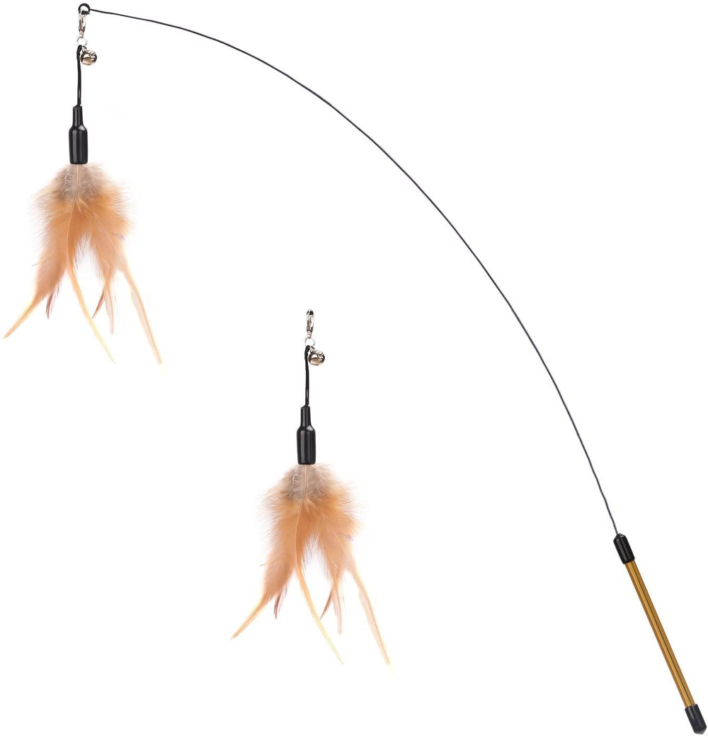 Pawaboo Feather Teaser wand extended with 34.5-inch reach for larger play areas.