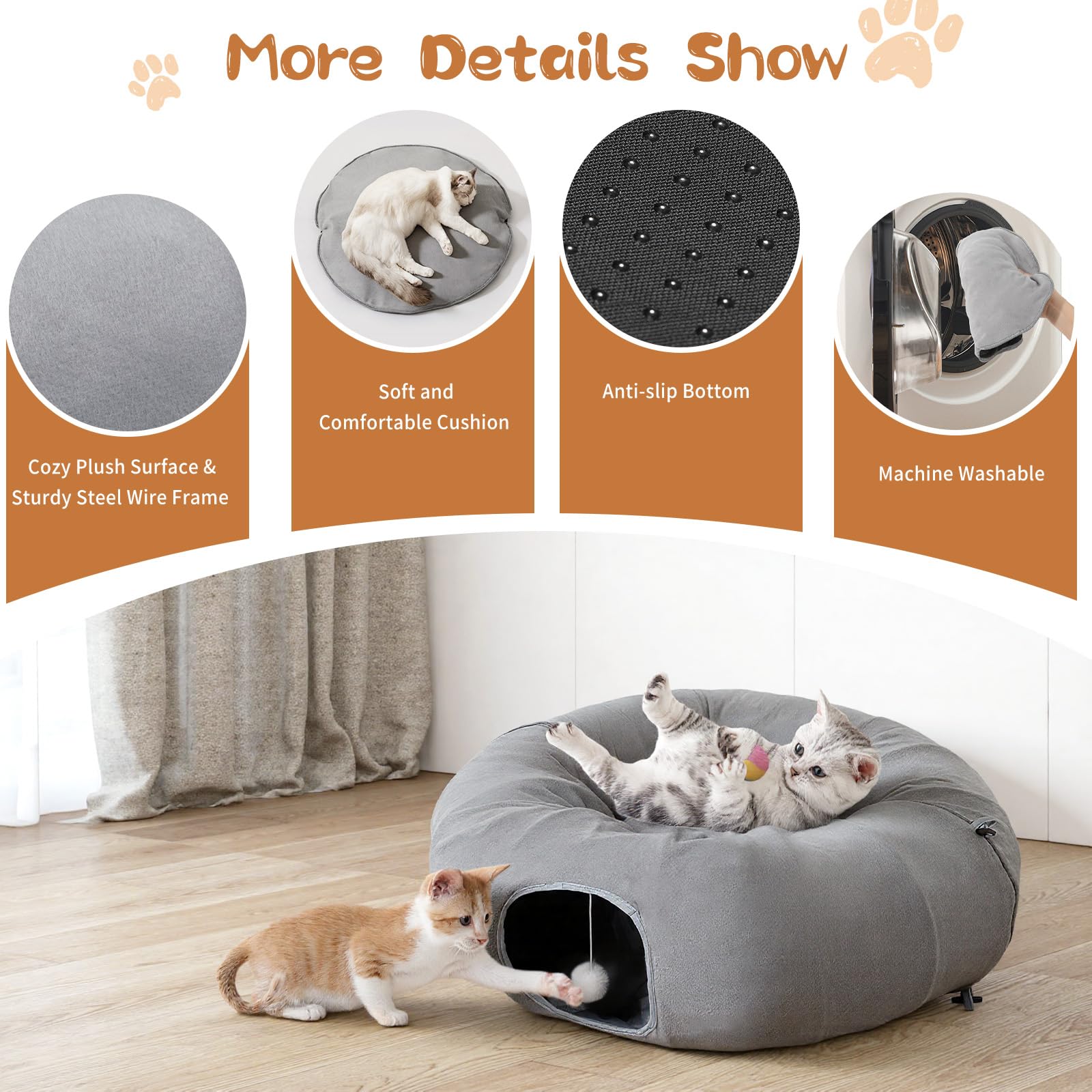 Pawaboo fluffy ball play accessory for swatting and chasing Fun