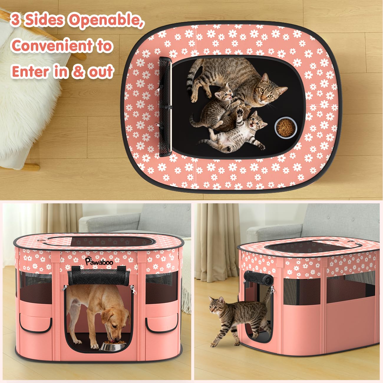 Pawaboo includes ground spikes and collapsible bowl for outdoor stability