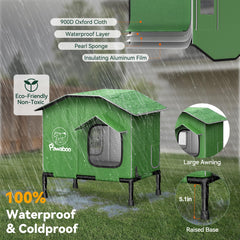 Pawaboo heated cat house elevated base keeps cats dry off wet ground