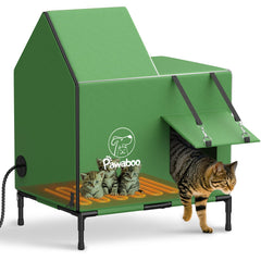 Pawaboo heated cat house outdoor with rainproof awning offers a dry, cozy shelter outdoors.