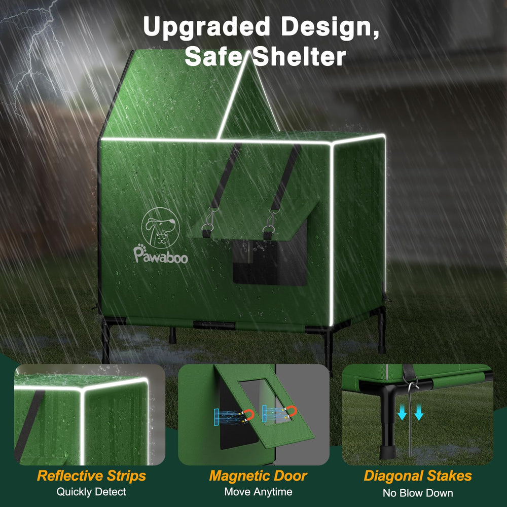 Pawaboo heated cat house spacious interior allows lounging and turning for outdoor cats.