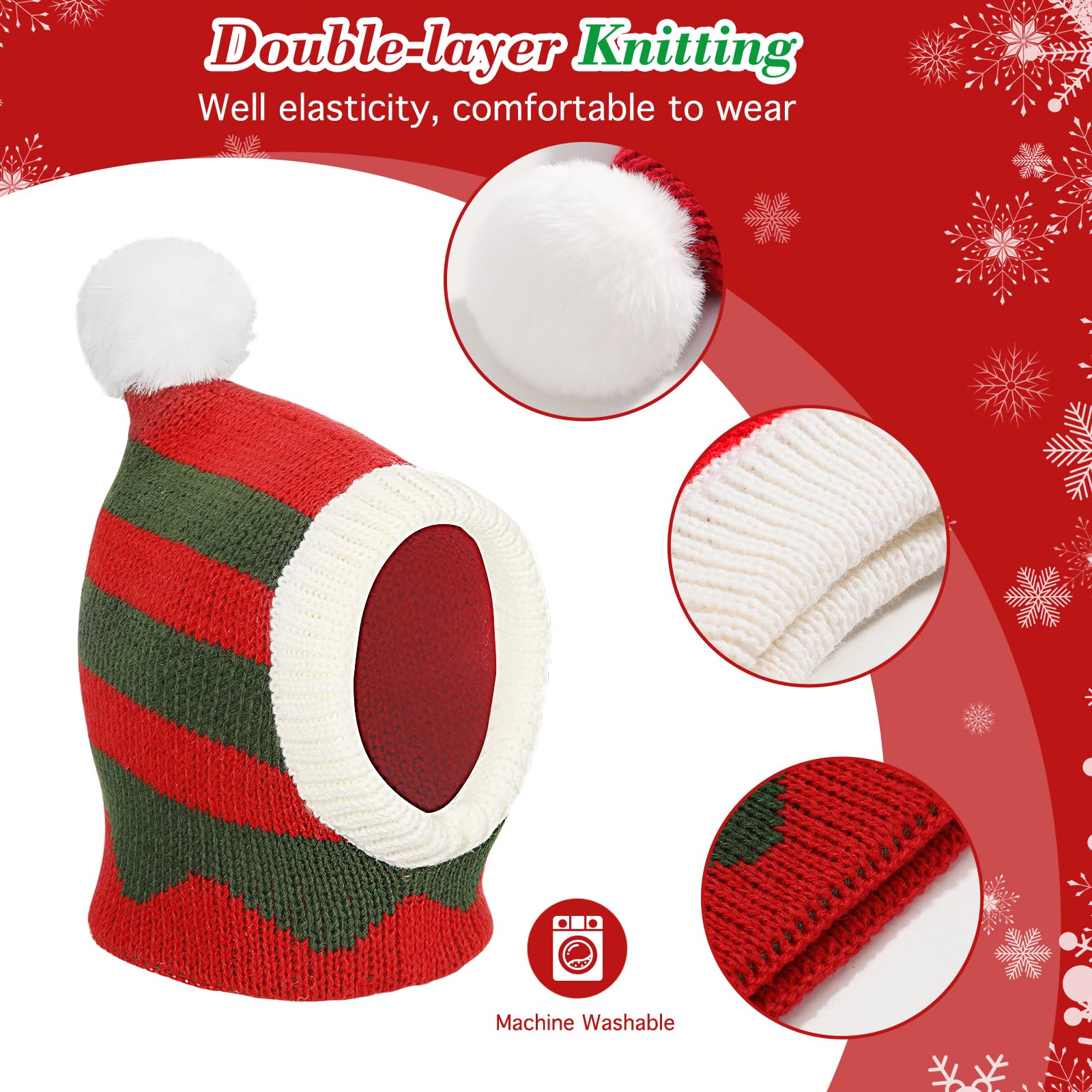 Pawaboo knitted Santa hat for dogs, cozy warmth during winter outings.