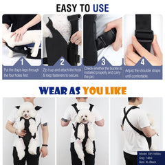 Pawaboo pet carrier back view with hands-free design keeps you balanced on hikes.