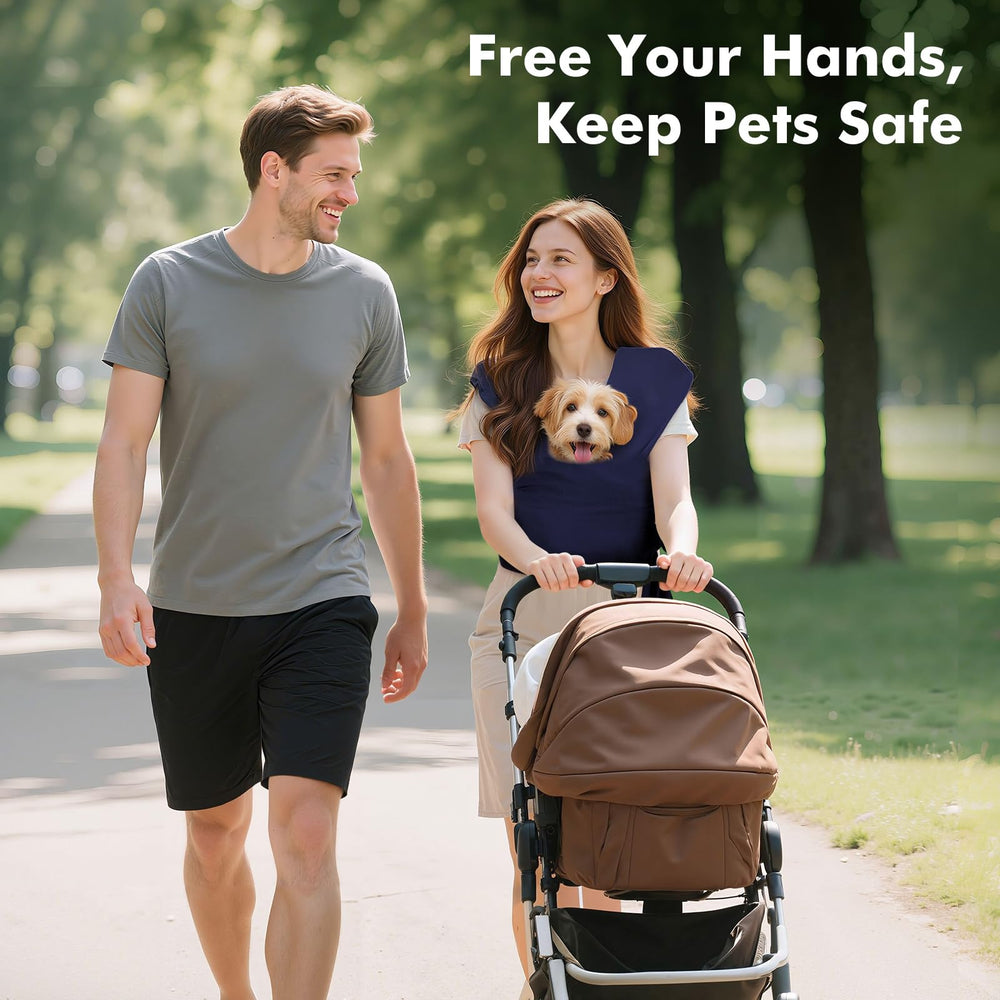 Pawaboo pet sling carrier side view demonstrates ergonomic support for you and your pet.
